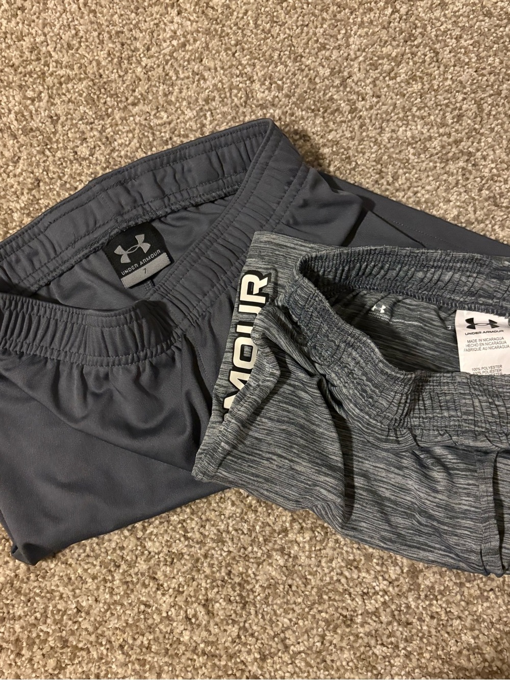 Under Armour Boys Athletic Shorts - Gray Heather & Charcoal 2 pair shorts - Picture 6 of 8